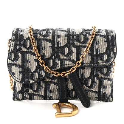 Christian Dior Oblique Nano Saddle Chain Pouch Blue 1 of 10