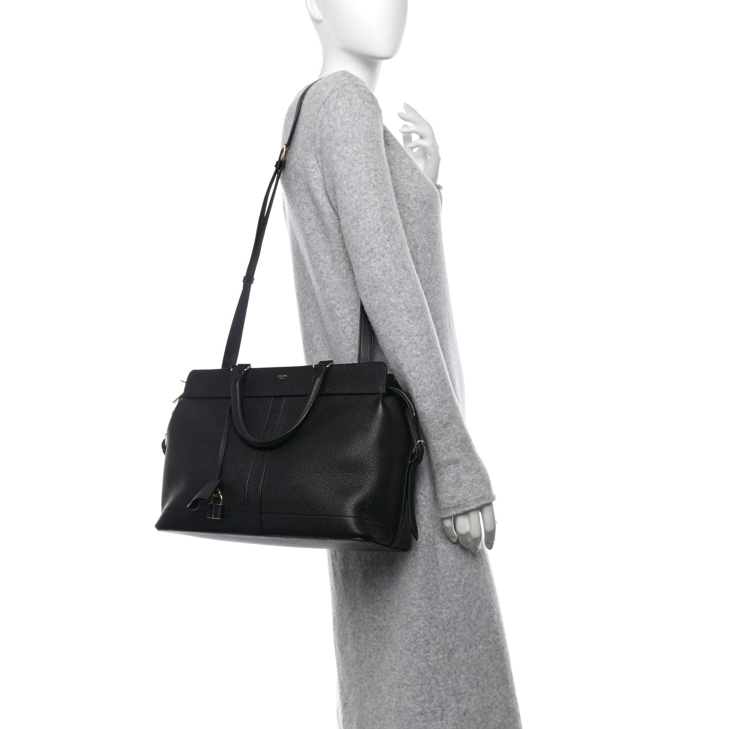 Celine Grained Calfskin Medium Cabas De France Black 2 of 11