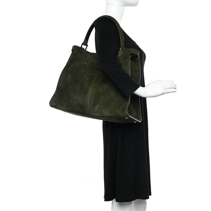 Fendi Camoscio Glazed Fabric FF 1974 Large Peekaboo X-Lite Amazzonia Mogano Panna 2 of 10