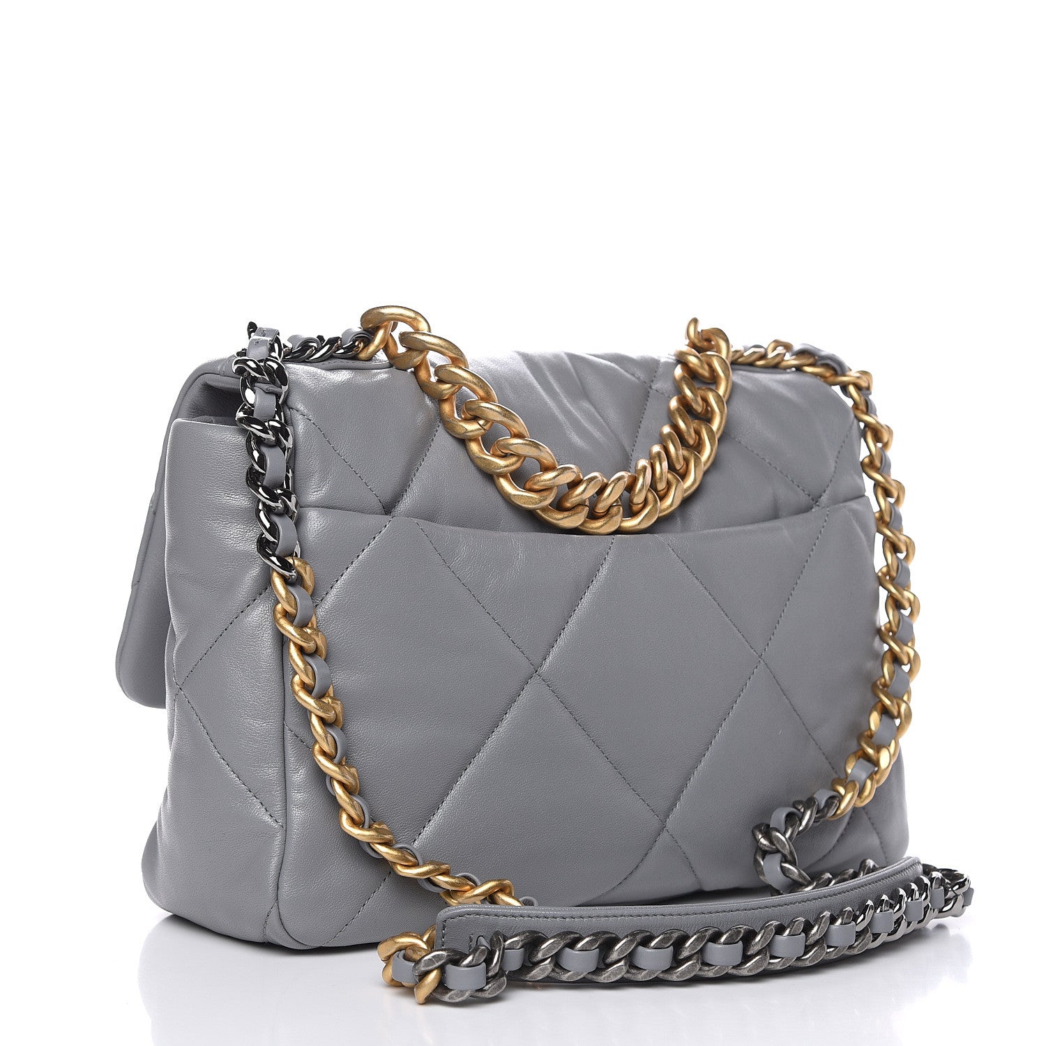 Chanel Lambskin Quilted Large 19 Flap Grey 3 of 10