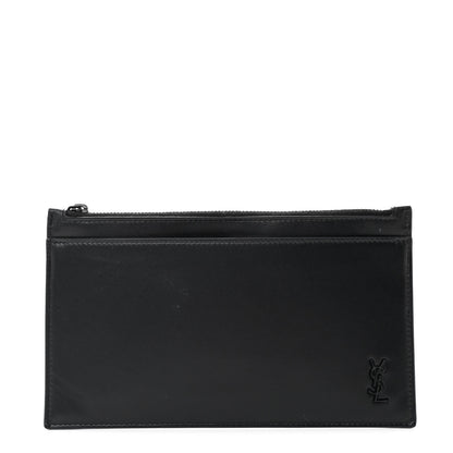 Saint Laurent Smooth Calfskin Monochrome Monogram Bill Pouch Black 1 of 9
