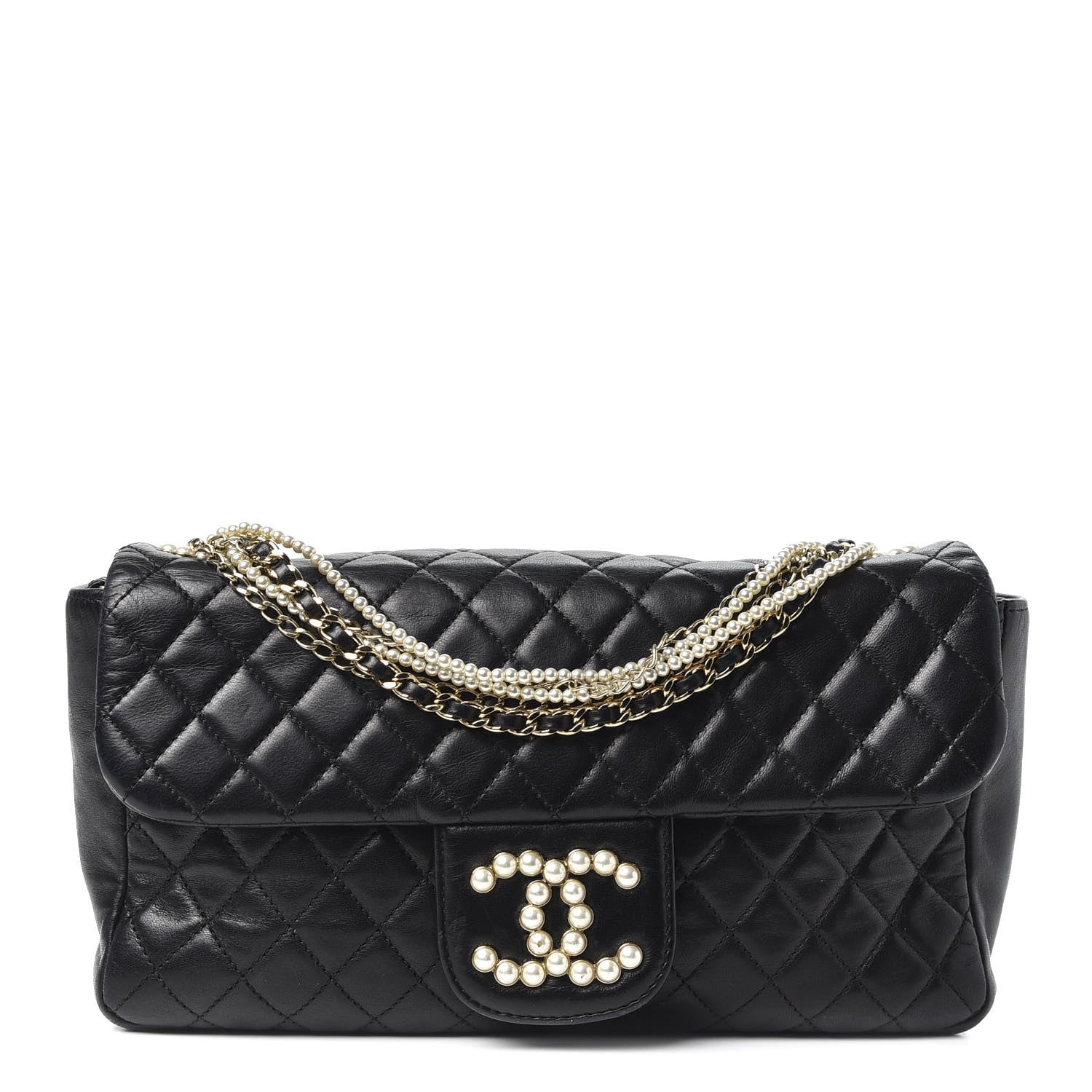 Chanel Lambskin Quilted Medium Westminster Pearl Flap Black 1 of 10