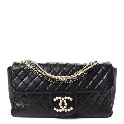 Chanel Lambskin Quilted Medium Westminster Pearl Flap Black 1 of 10