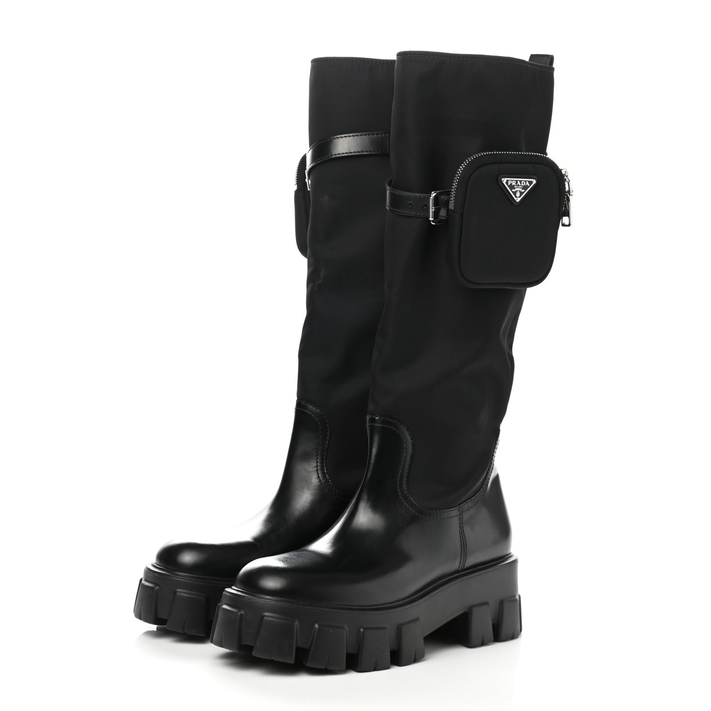 Spazzolato Rois Re-Nylon Metal Triangle Logo Monolith Pouch Pocket 55mm Tall Boots 39.5 Black