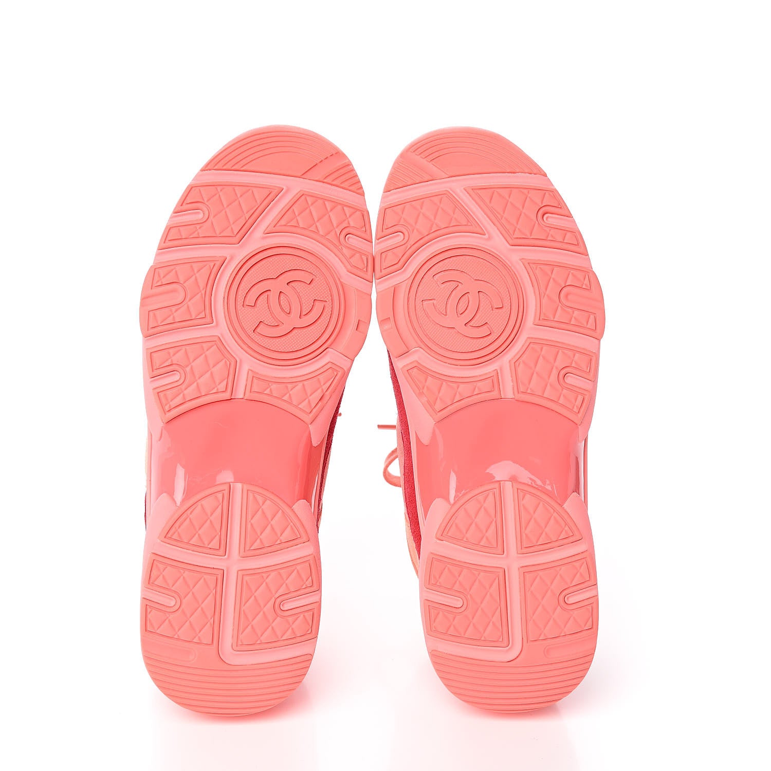 Chanel Nylon Lambskin Suede Calfskin CC Sneakers 37.5 Pink 5 of 8