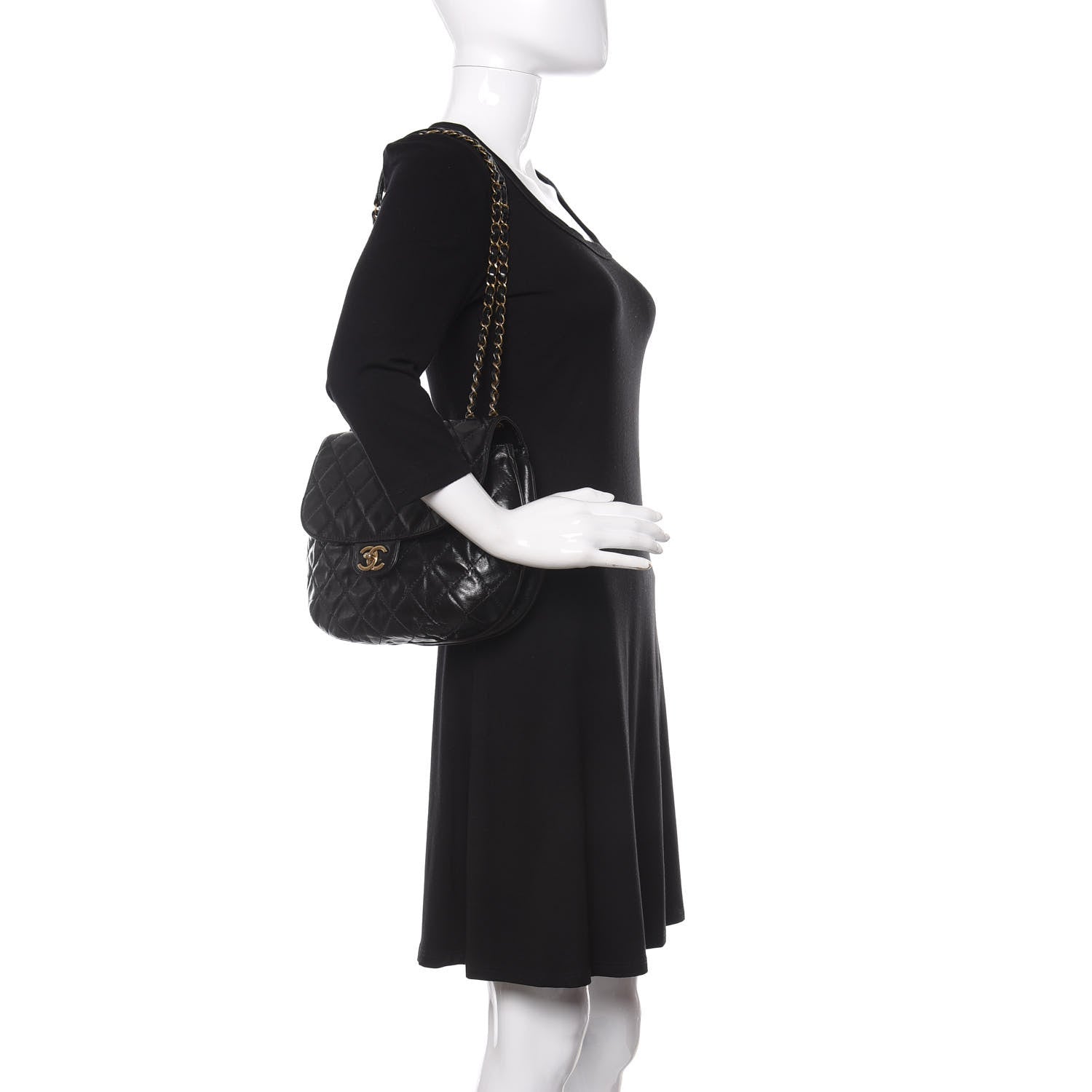 Chanel Glazed Calfskin Quilted Medium Bubble CC Flap Black 2 of 10