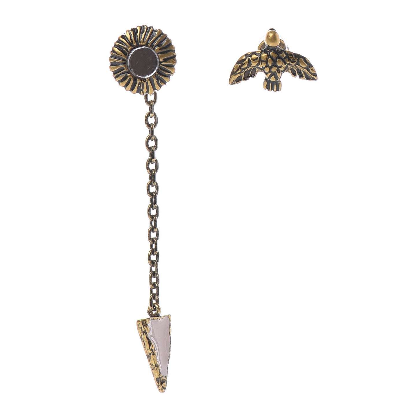 Mirror Bird Asymmetric Earrings Gold
