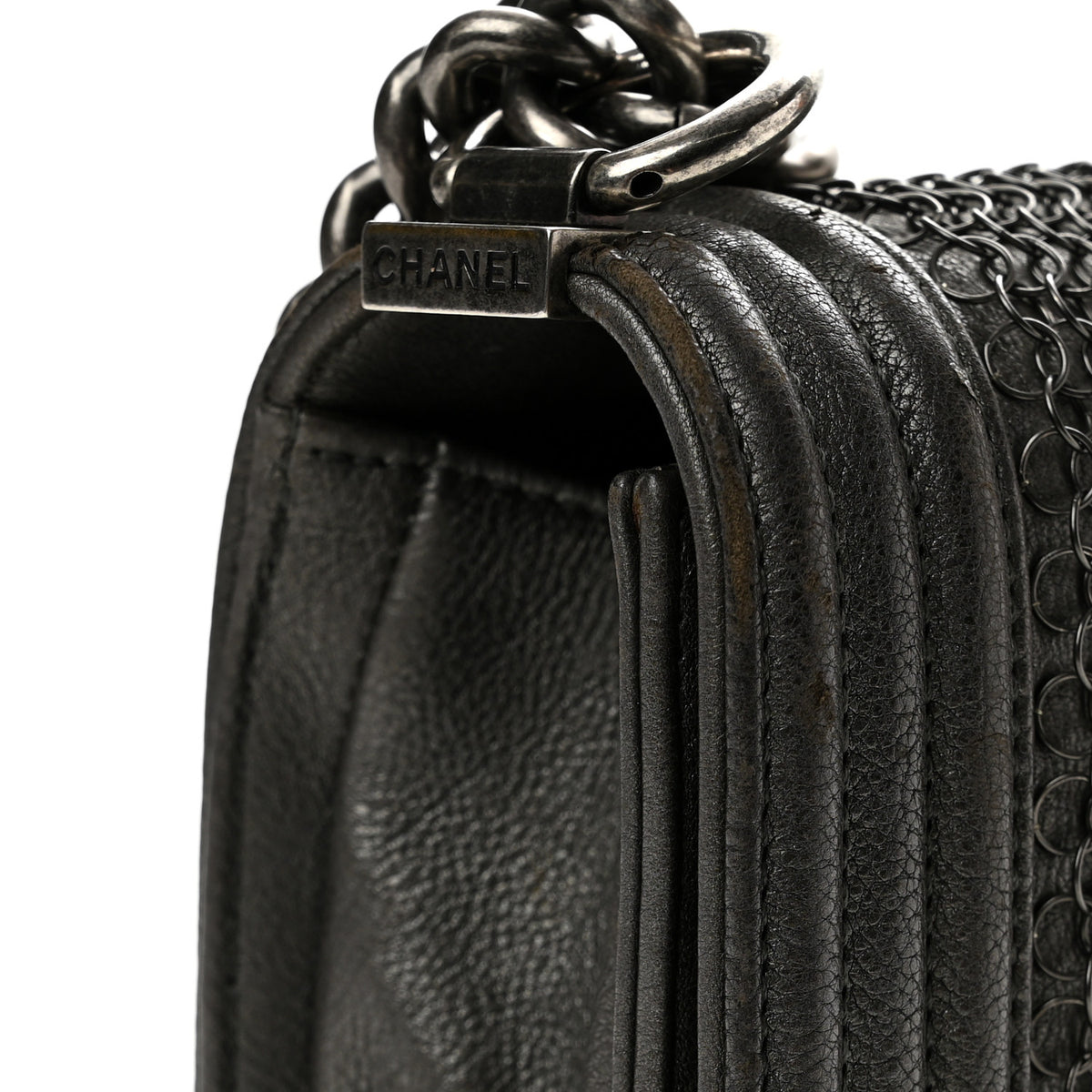 Chanel Goatskin Quilted Small Chain Mail Boy Flap Grey 13 of 13