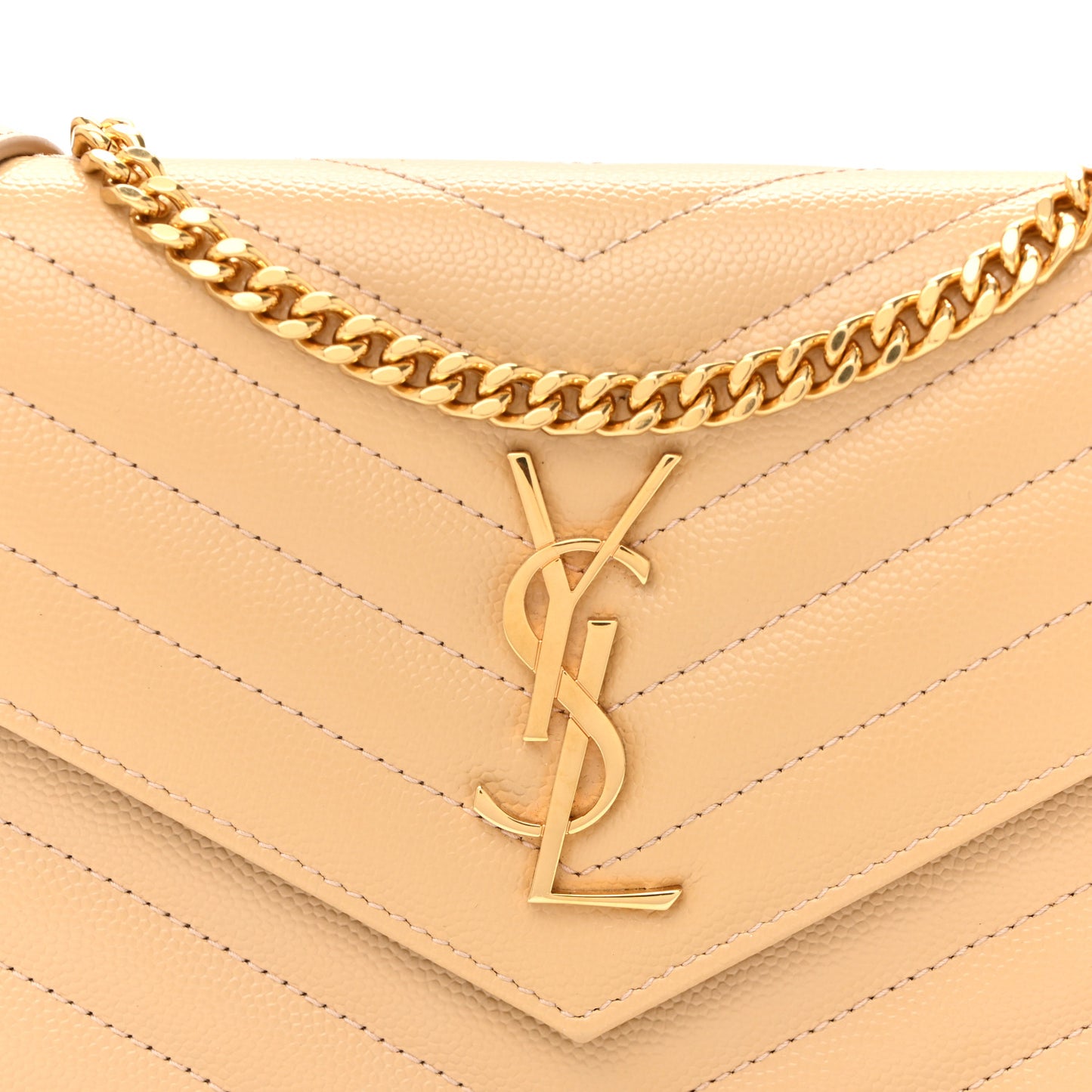 Grain De Poudre Matelasse Chevron Monogram Envelope Chain Wallet Nude Powder