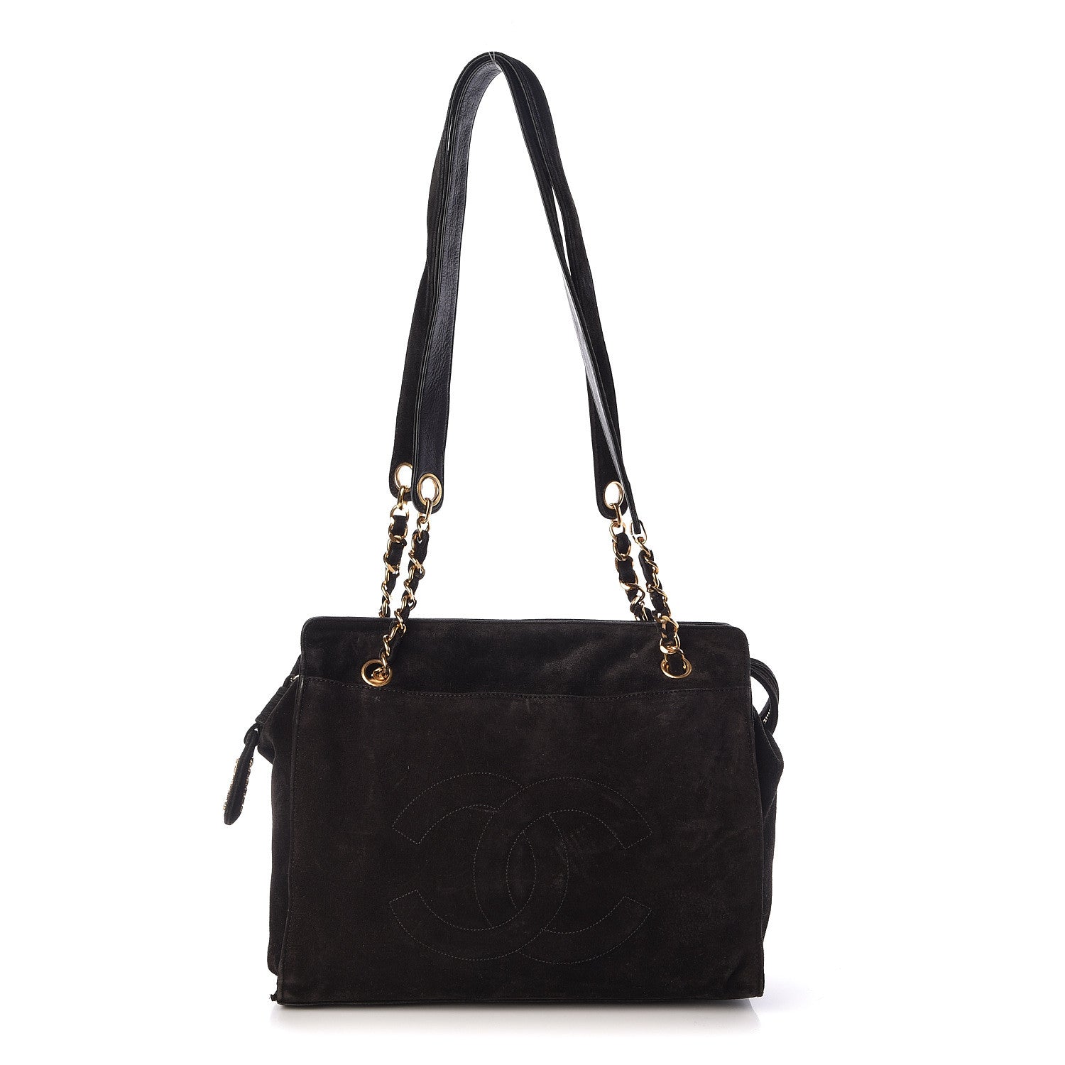 Chanel Suede CC Shoulder Bag Black 1 of 13