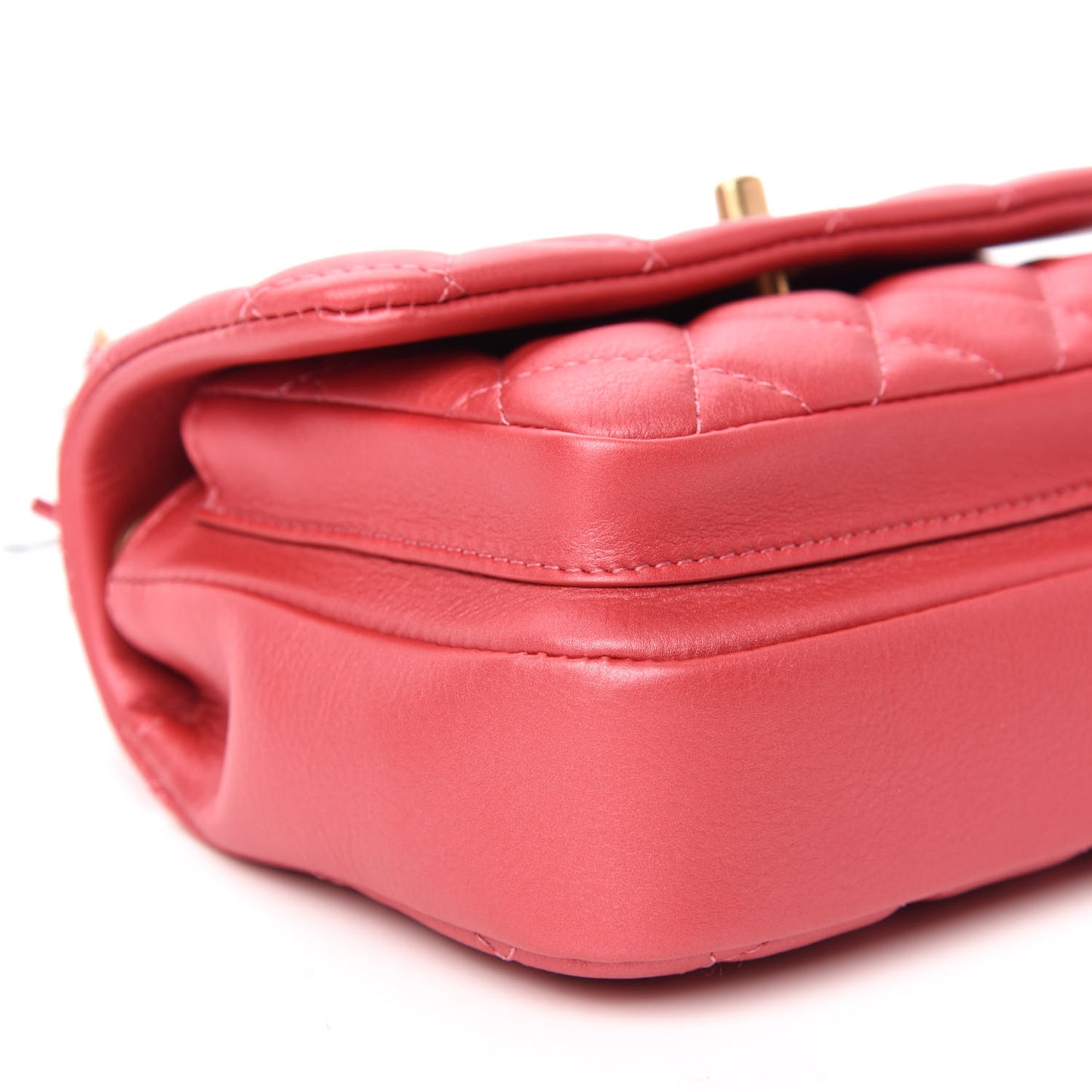 Calfskin Quilted Top Handle Flap Dark Pink