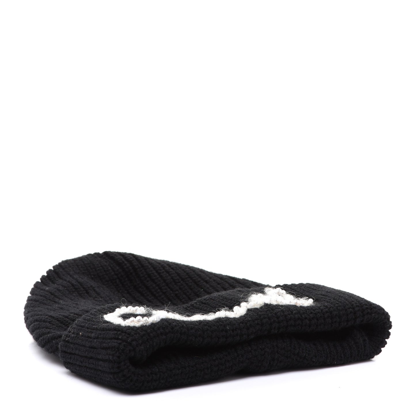 Cashmere Logo Beanie Hat Black White
