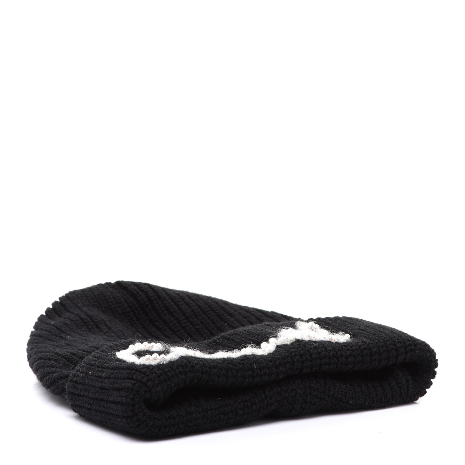 Chanel Cashmere Logo Beanie Hat Black White 4 of 9