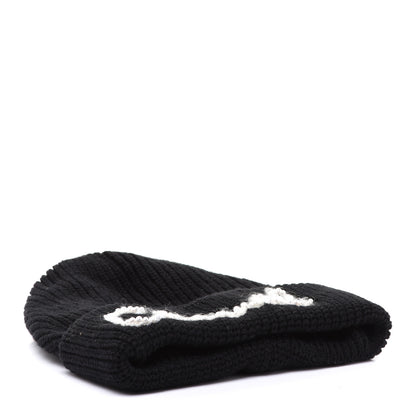 Chanel Cashmere Logo Beanie Hat Black White 4 of 9