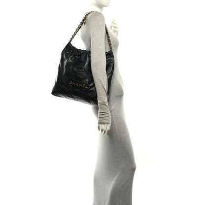 Chanel Shiny Calfskin Quilted Small Chanel 22 Black 2 of 10