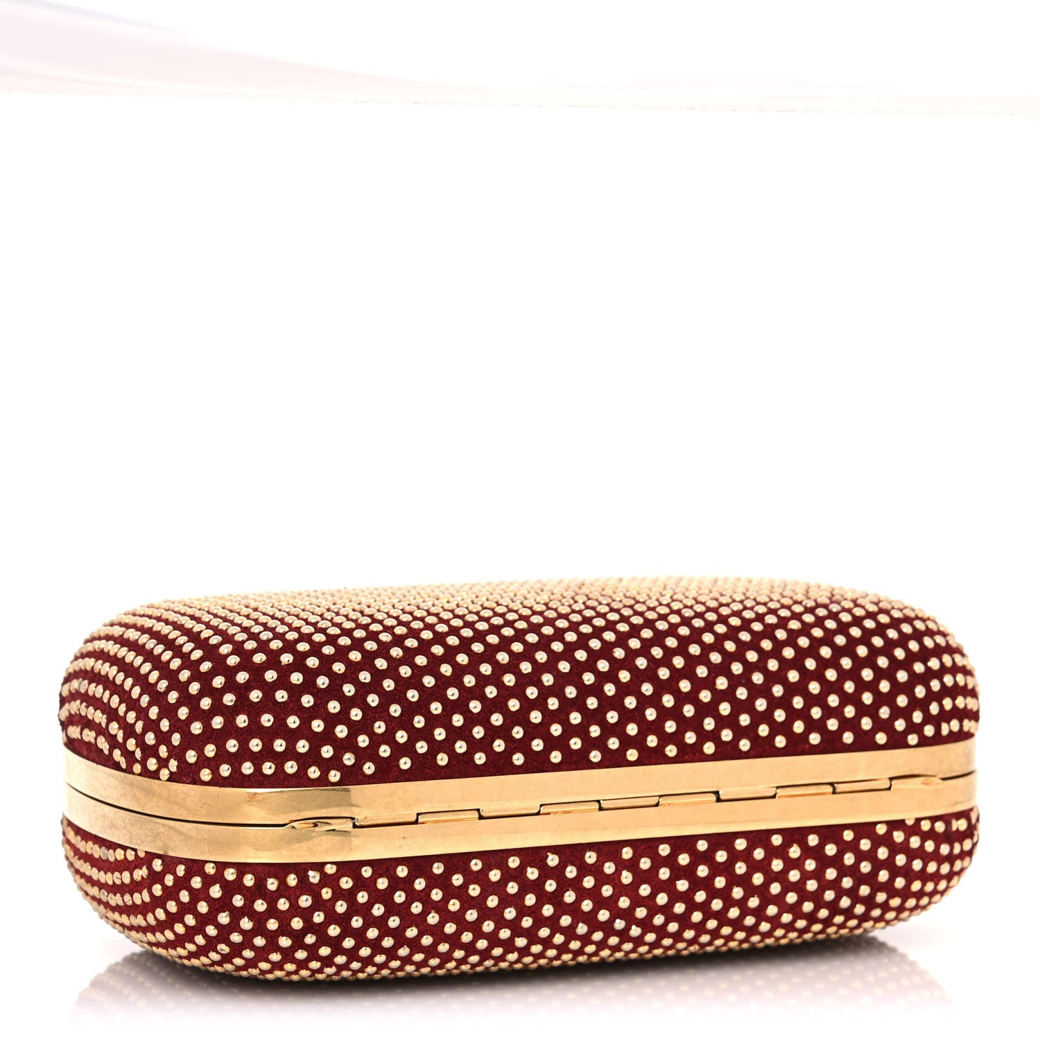 Alexander McQueen Suede Studded Skull Box Clutch Red 4 of 14