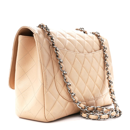 Chanel Caviar Quilted Jumbo Single Flap Beige 3 of 12