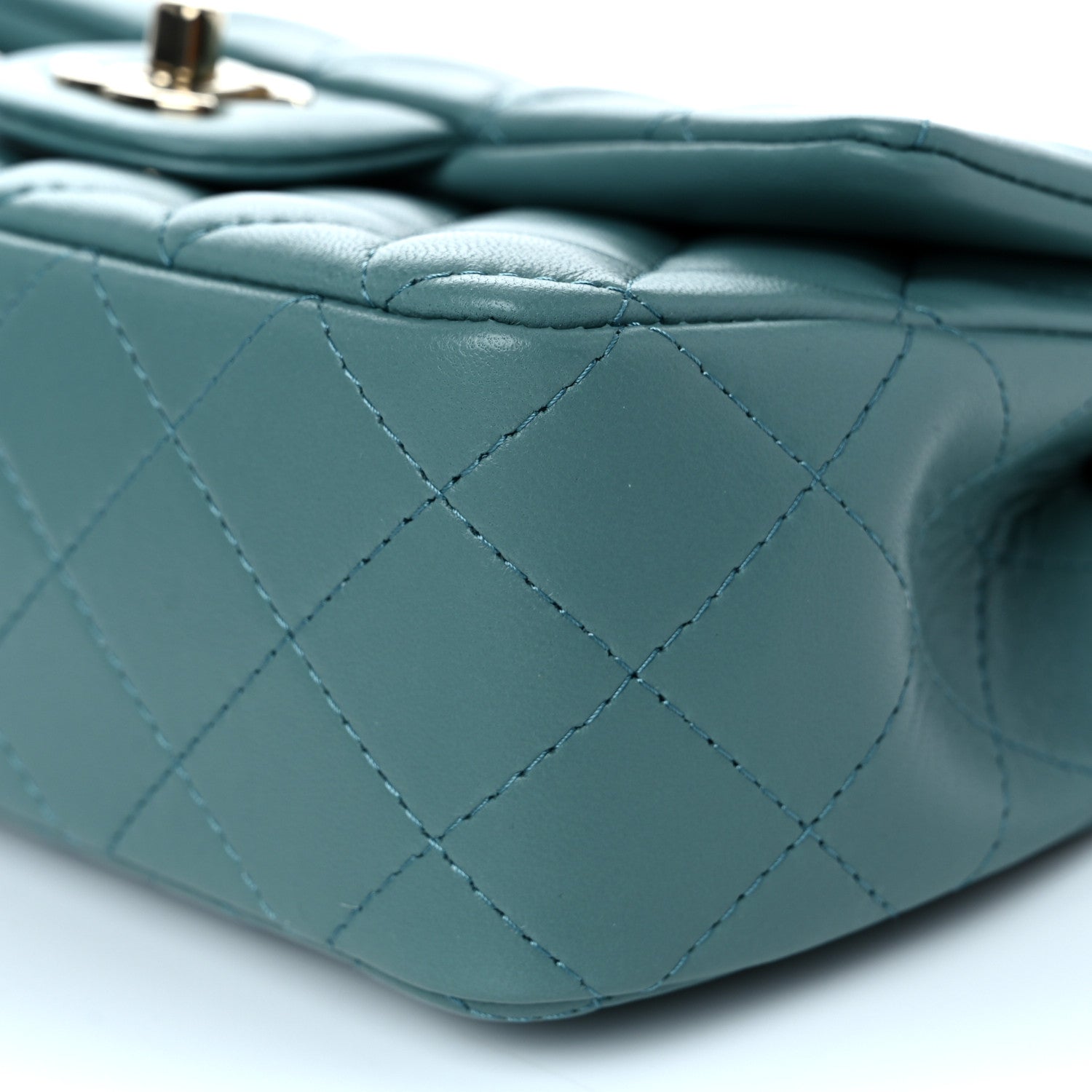 Chanel Lambskin Quilted Mini Rectangular Flap Green 10 of 13