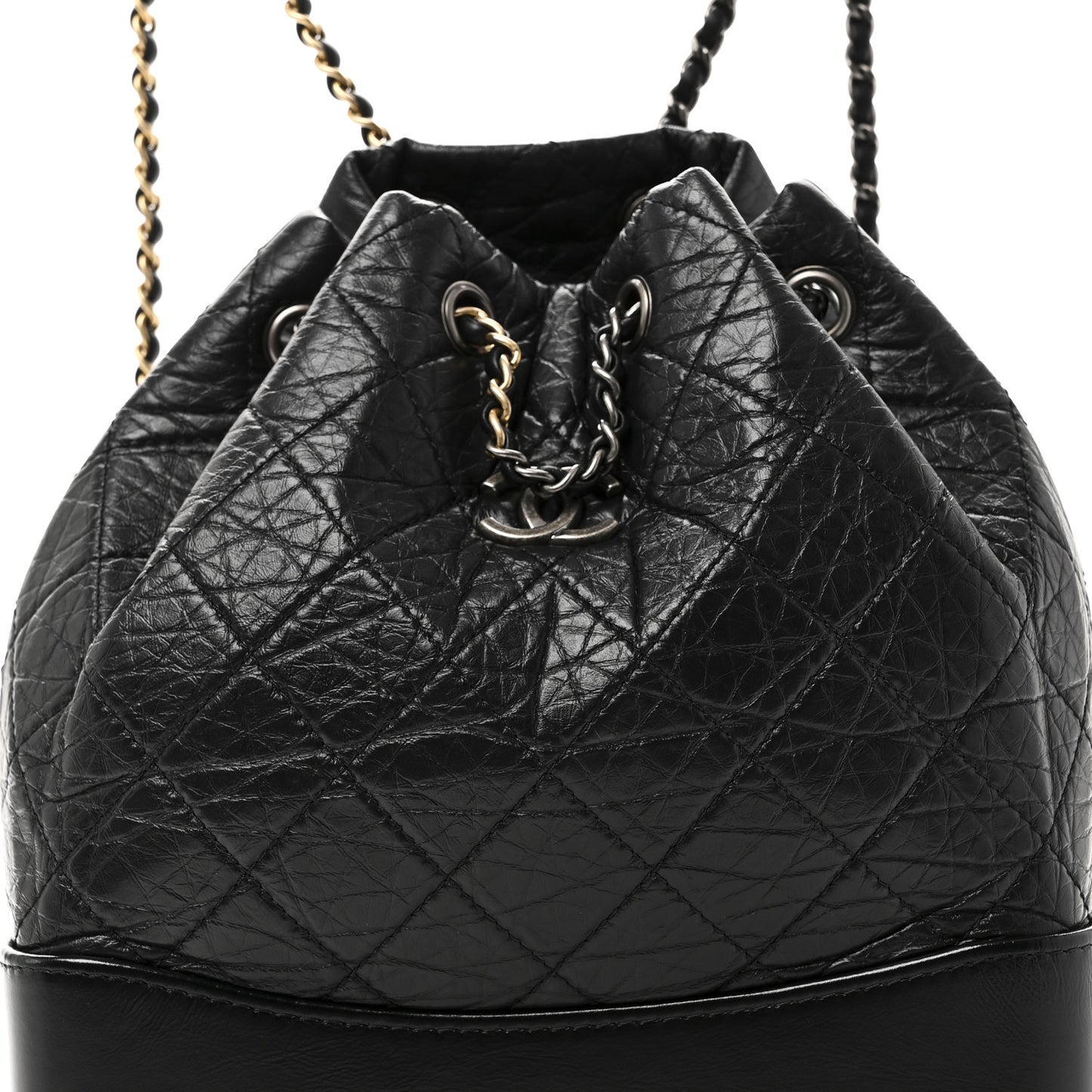 Aged Calfskin Quilted Small Gabrielle Backpack Black
