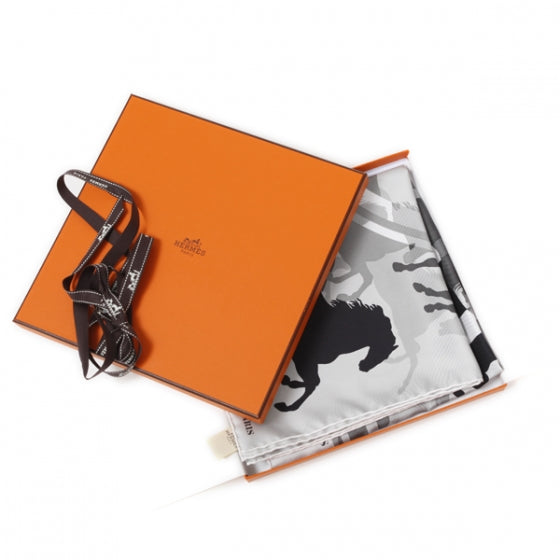 Silk Ex-Libris En Camouflage Scarf 90 Gris Perle