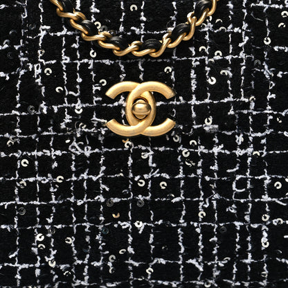 Chanel Tweed Quilted Nano Kelly Shopper Black White 8 of 11