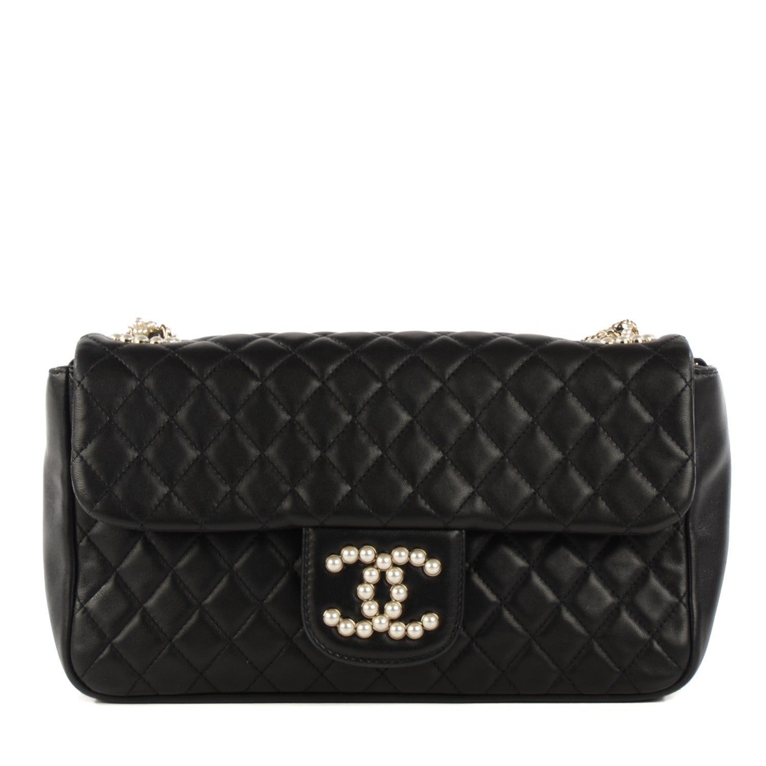Chanel Lambskin Quilted Medium Westminster Pearl Flap Black 1 of 7