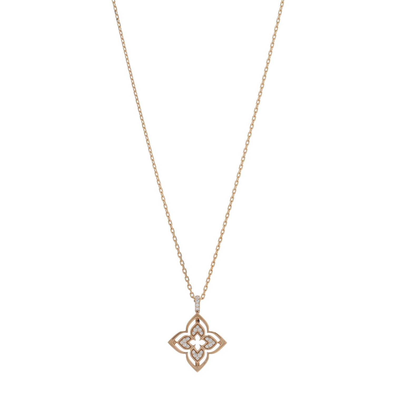 Roberto Coin 18K Rose Gold Diamond Mother of Pearl Small Venetian Princess Pirouette Pave Pendant Necklace 1 of 5