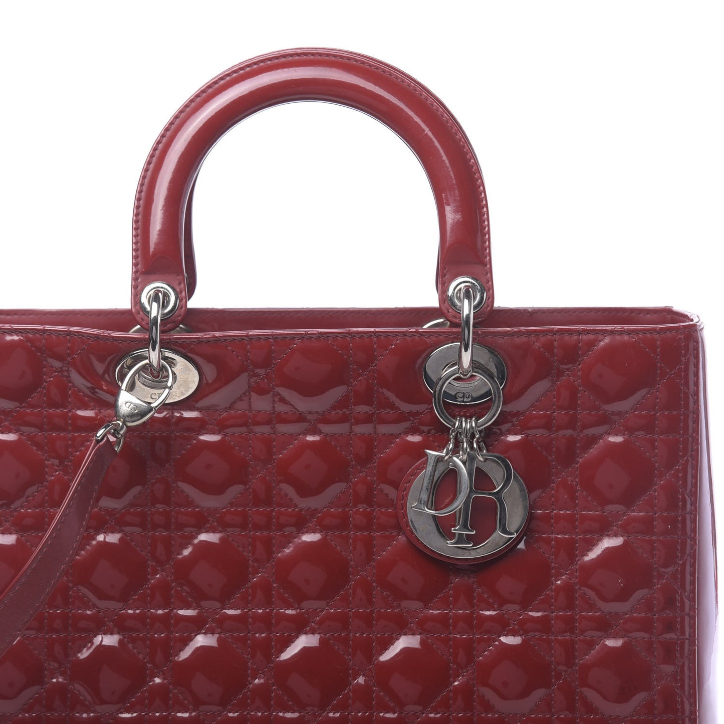 Patent Cannage Large Lady Dior Red