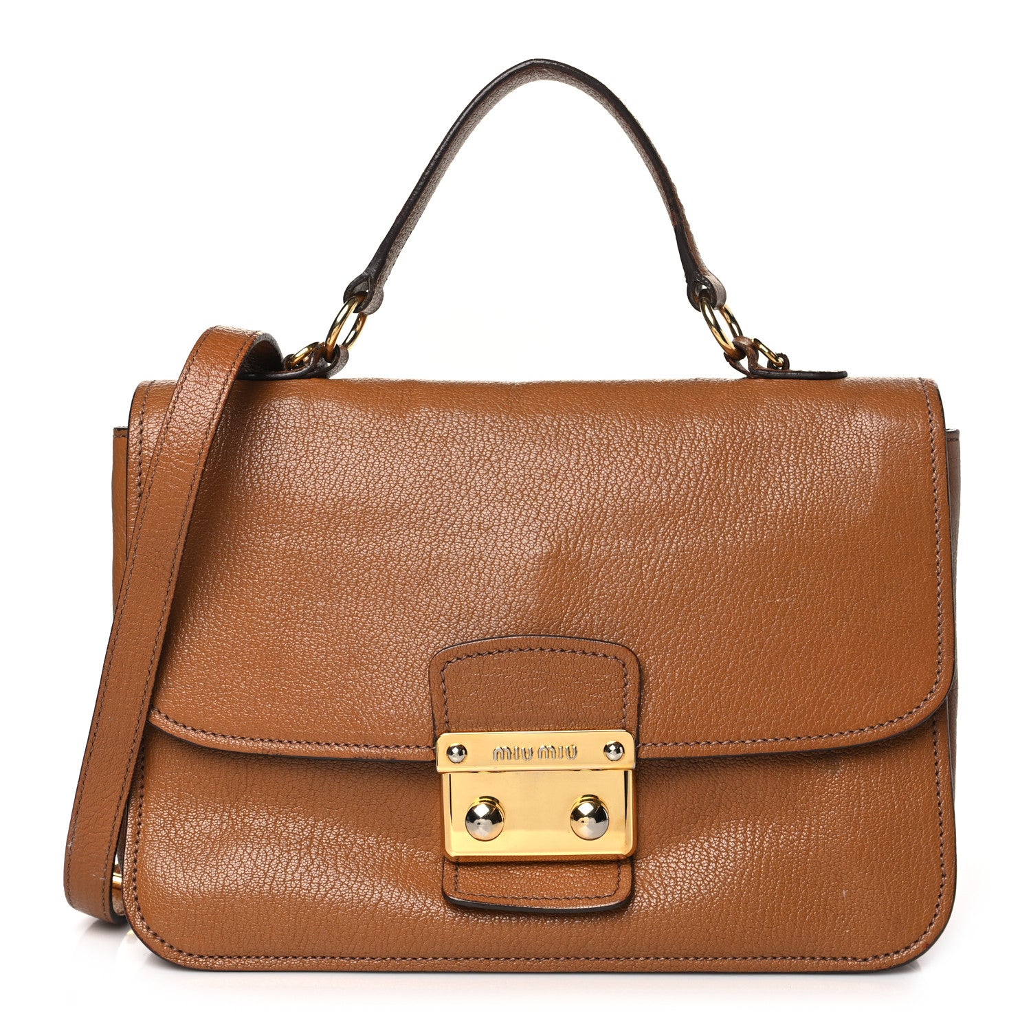 Miu Miu Goatskin Madras Shoulder Bag Cuoio 1 of 17