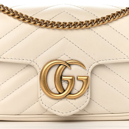 Gucci Calfskin Matelasse Super Mini GG Marmont Shoulder Bag White 8 of 16