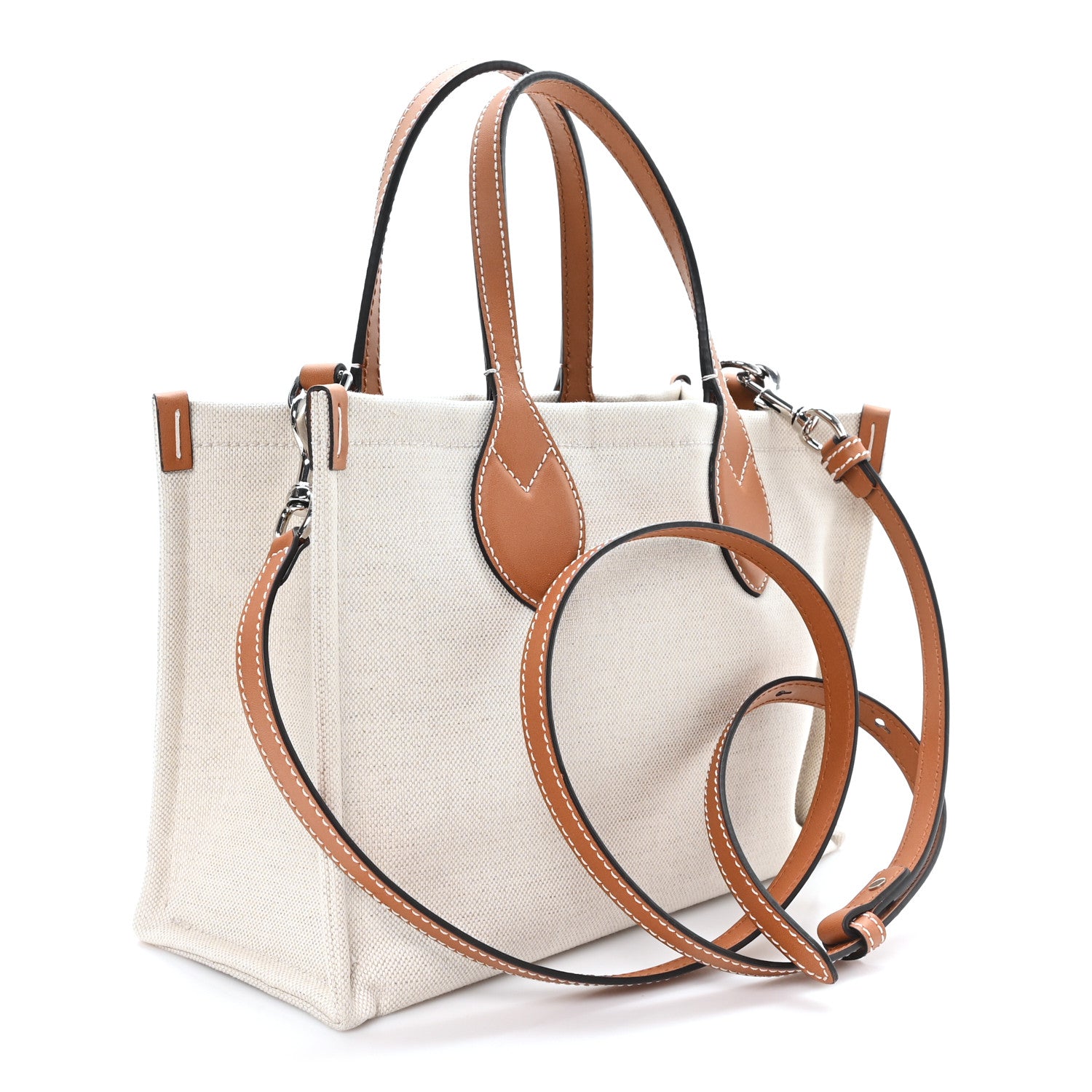 Gucci Canvas Calfskin Logo Print Medium Tote Bag Brown 4 of 11