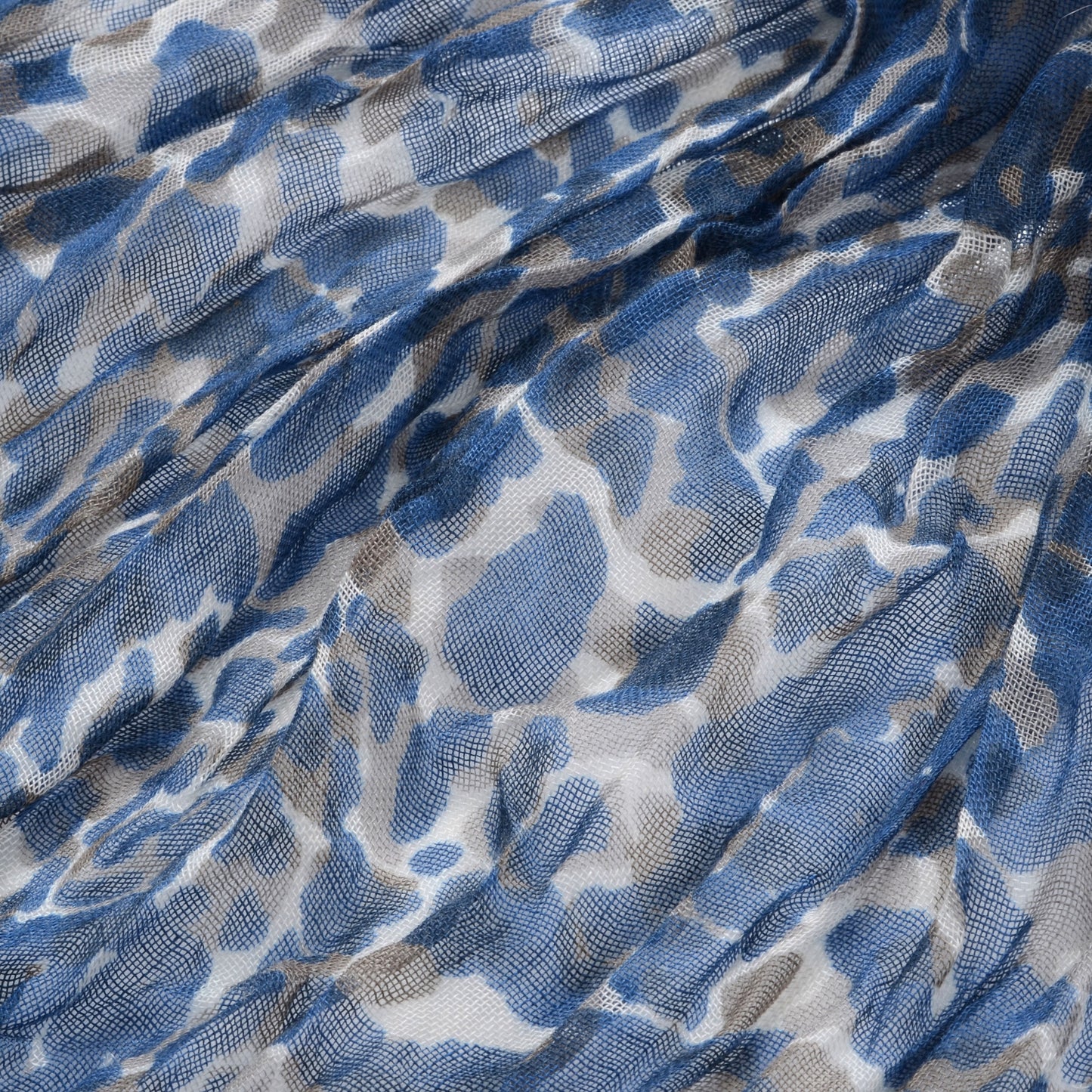 Cashmere Silk Leopard Stole Blue