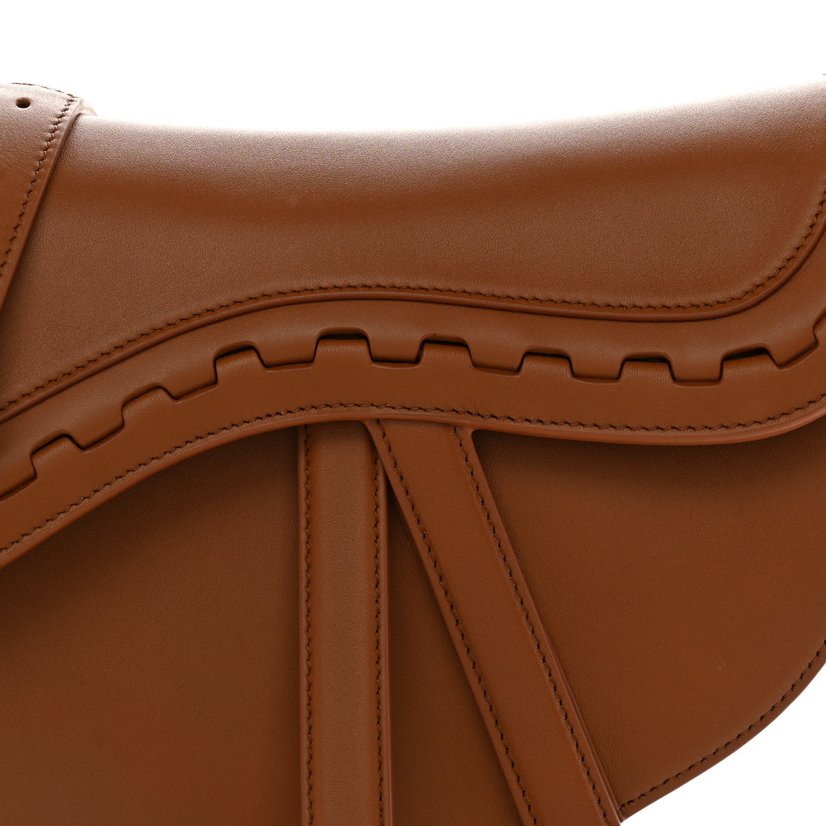 Bobby Calfskin Marquetry Saddle Bag With Strap Marron