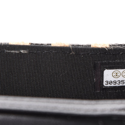 Chanel Raffia Jute Striped Belt Bag Black Beige 10 of 11