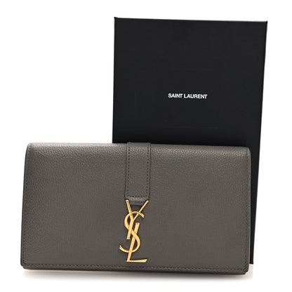 Saint Laurent Grained Calfskin Monogram Large Flap Wallet Earth 7 of 7
