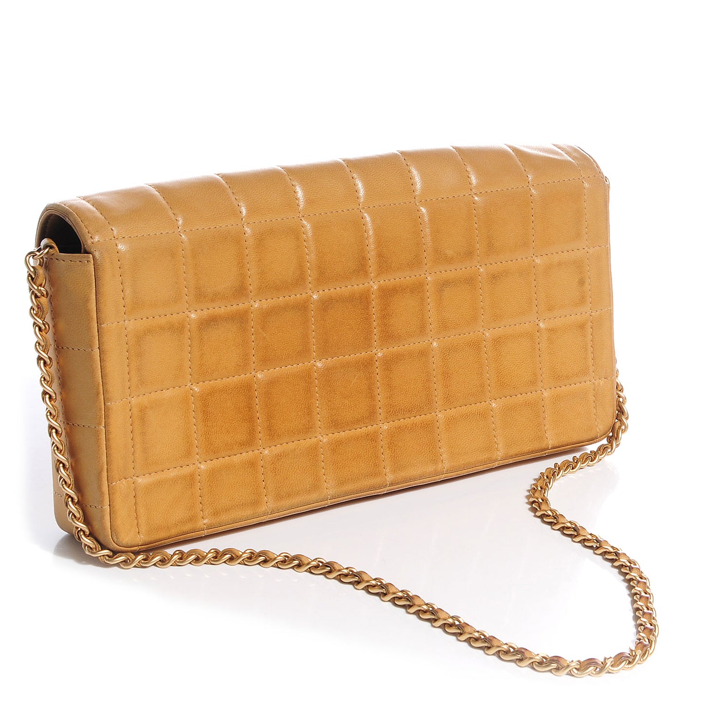 Lambskin East West Chocolate Bar Flap Beige