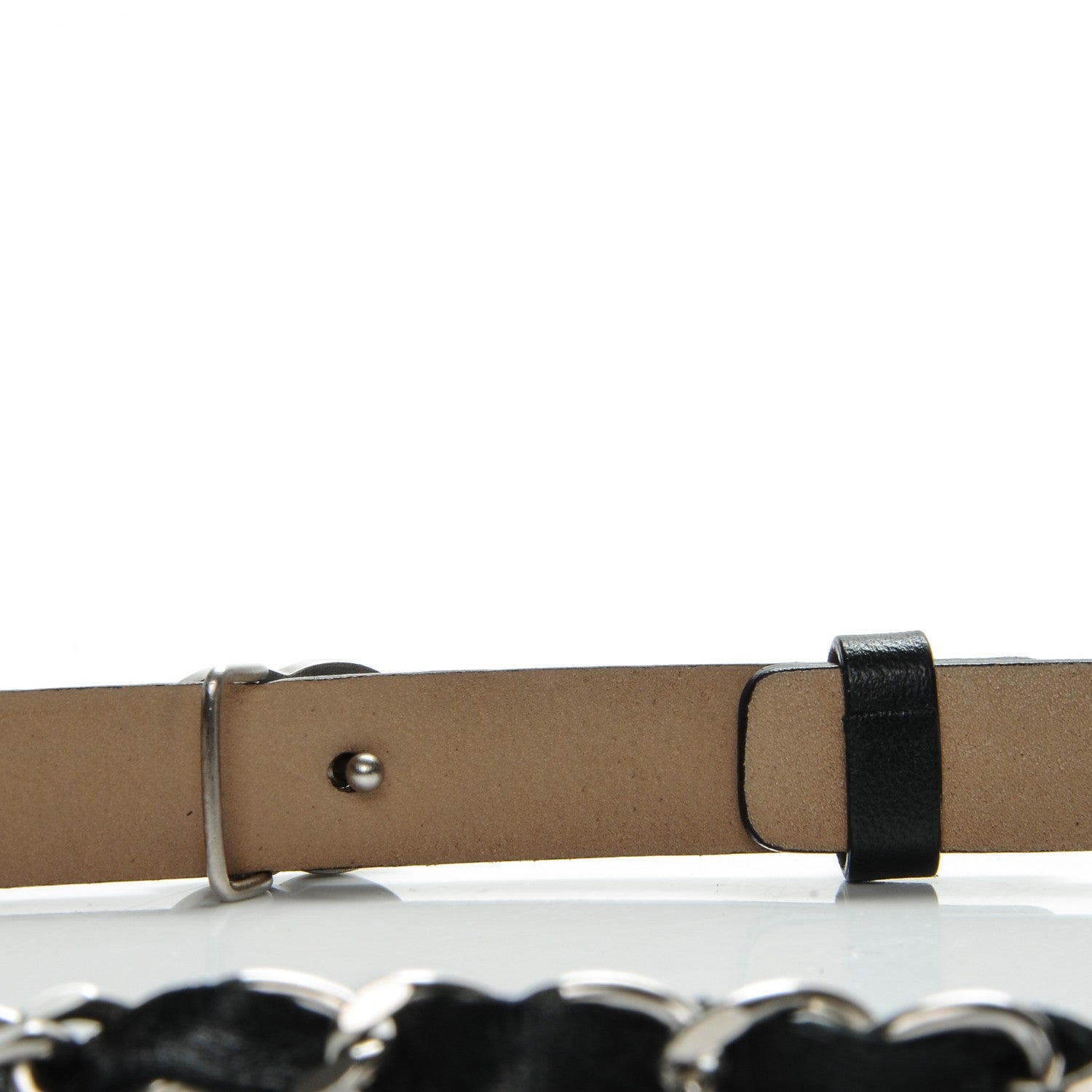 Chanel Lambskin CC Chain Belt 95 38 Black Silver 7 of 10