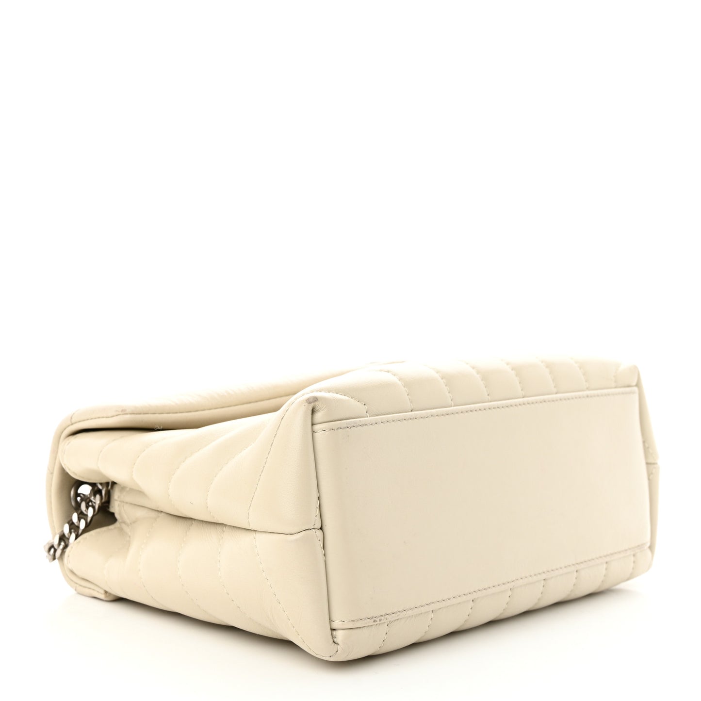 Calfskin Y Quilted Monogram Small Loulou Chain Satchel Blanc Vintage