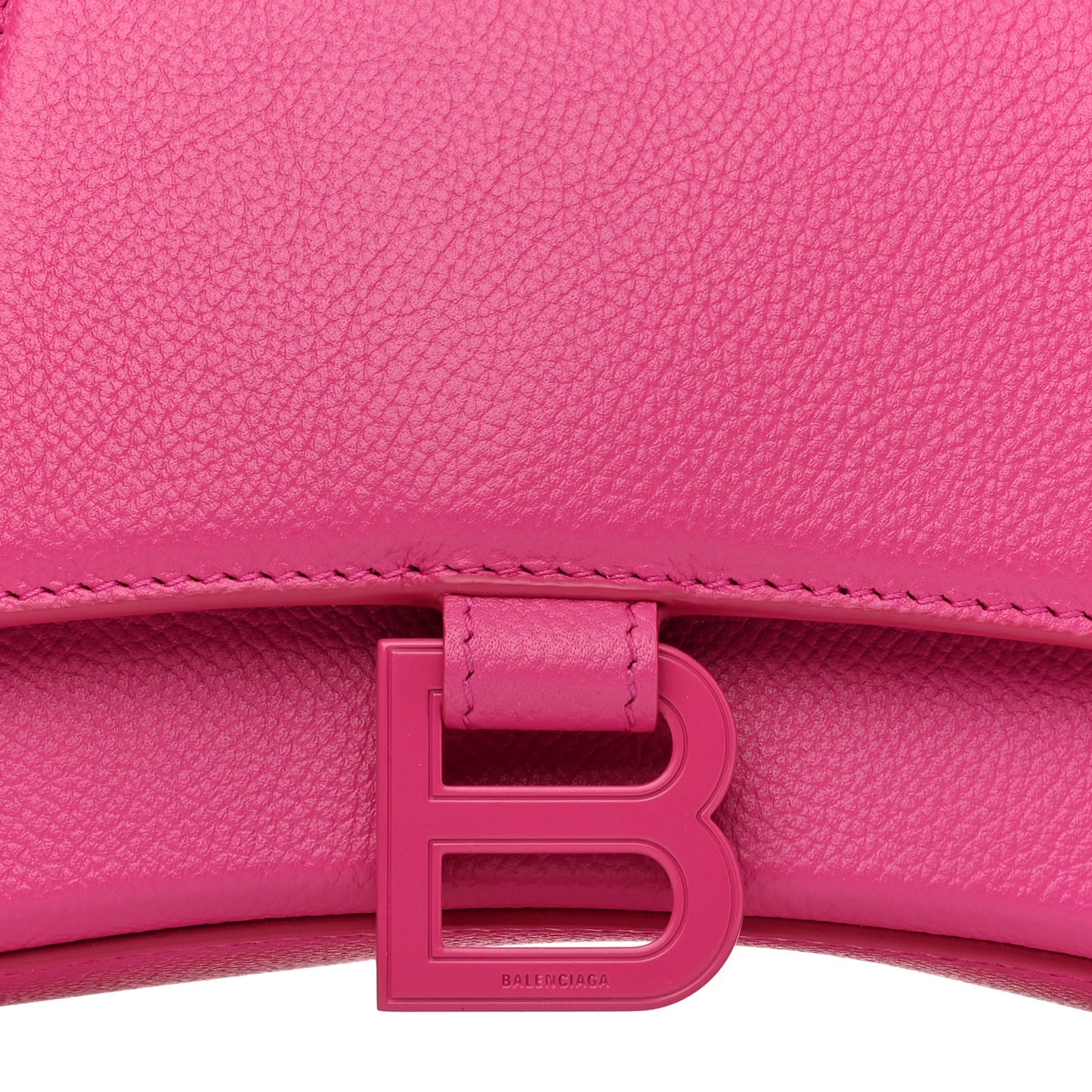 Grained Calfskin Tonal B Small Hourglass Top Handle Bag Acid Fuchsia