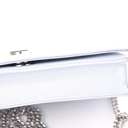 Christian Dior Grained Calfskin Diorama Wallet on Chain Pouch Light Blue 12 of 15