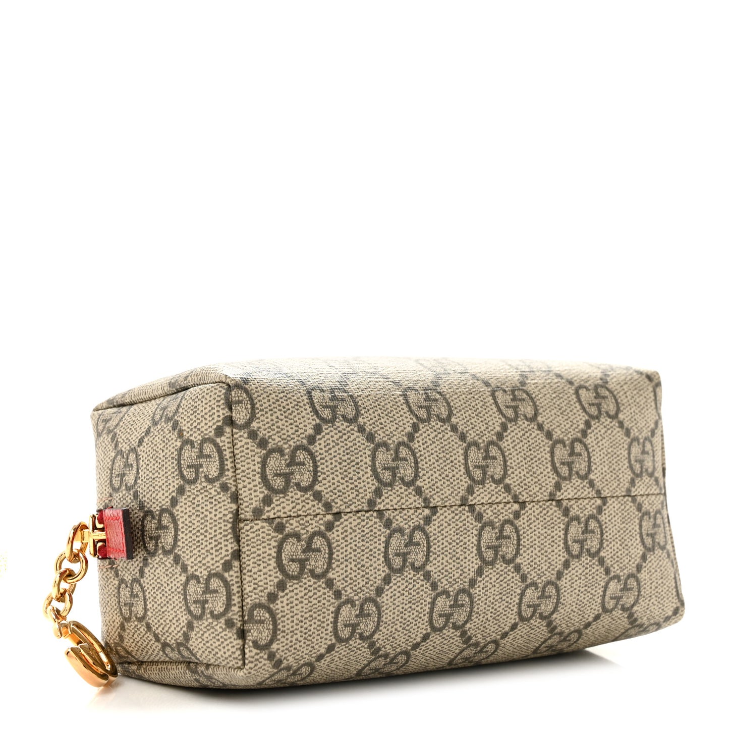Soft GG Supreme Monogram Calfskin Small Ophidia Cosmetic Case Beige Ebony Hibiscus Red