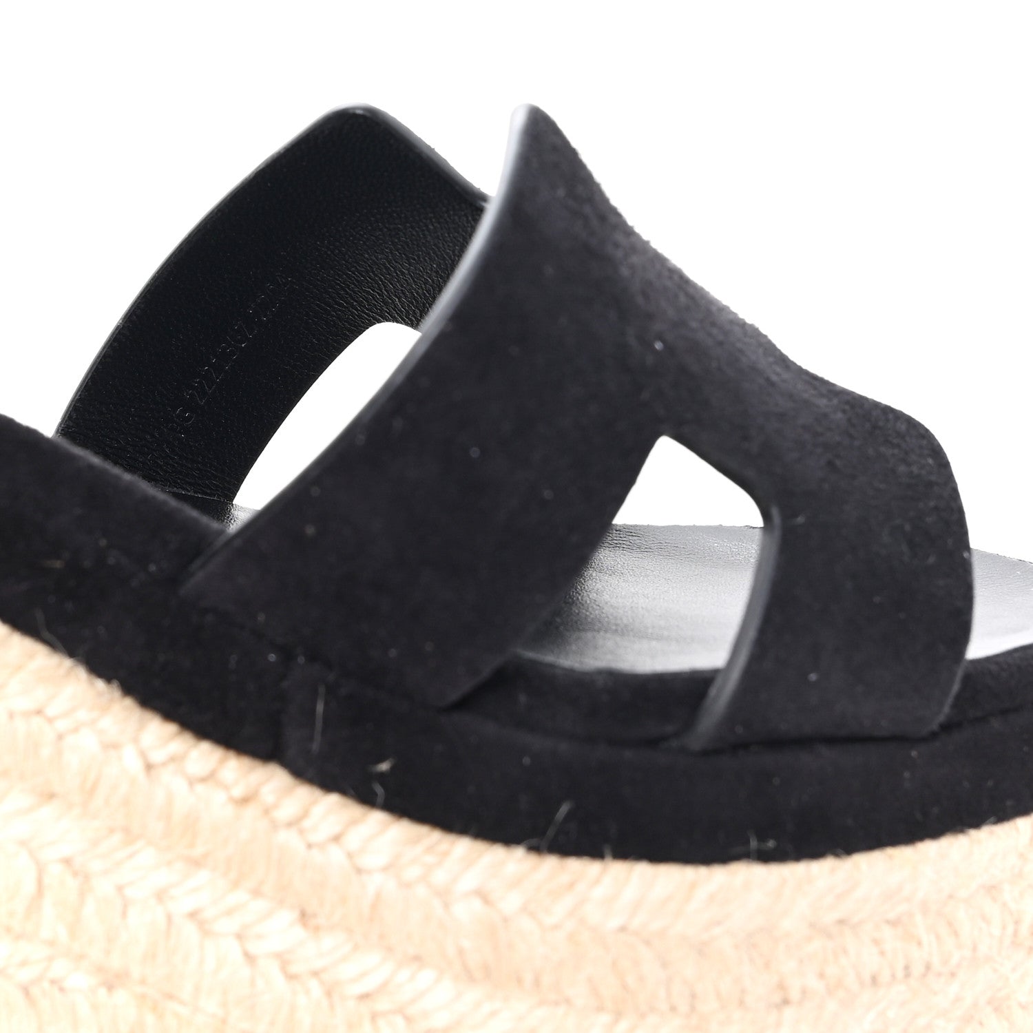 Hermes Goatskin Elda Espadrille Wedge Sandals 37 Black 1855612