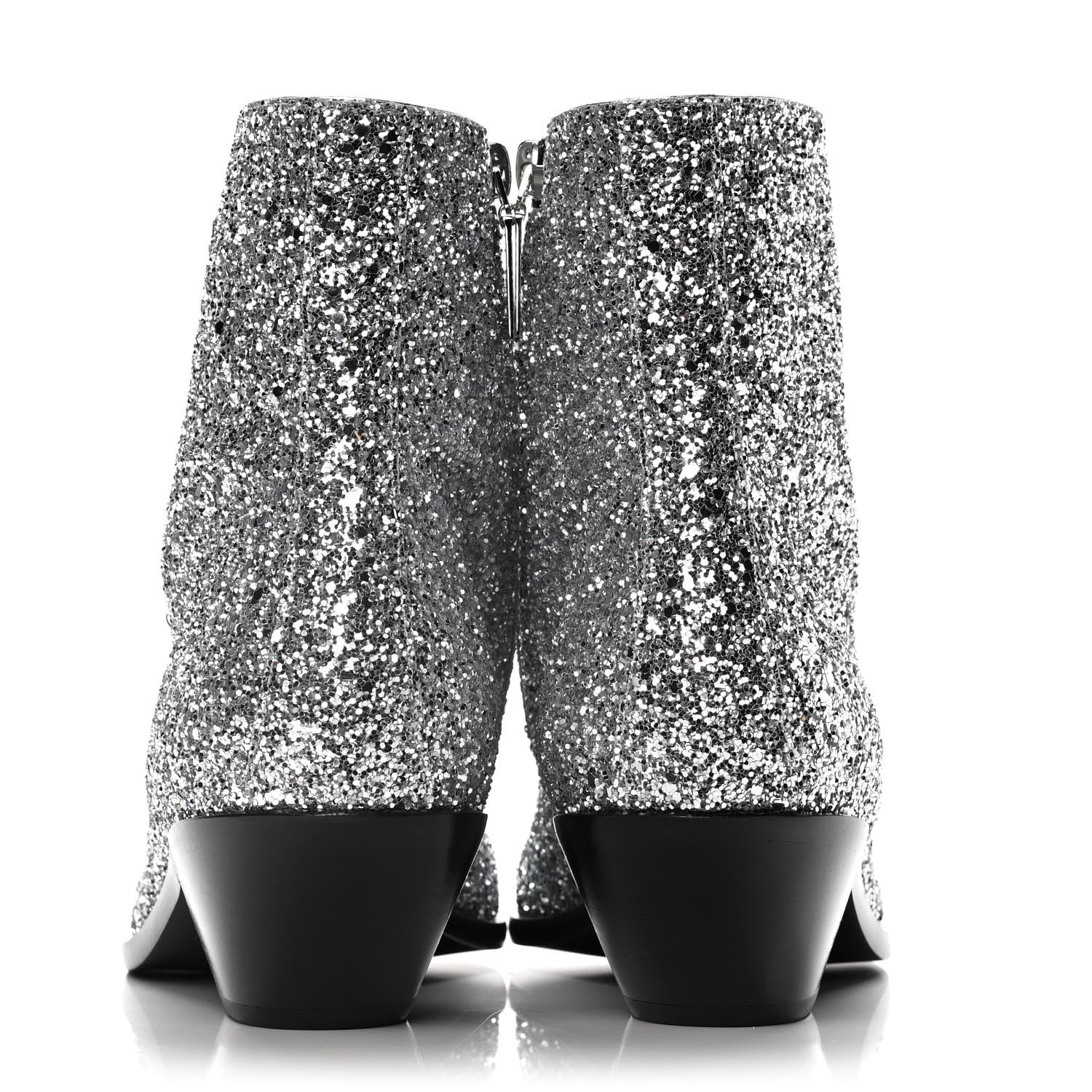 Saint Laurent Glitter Calfskin West 45 Boots 38.5 Silver 6 of 10