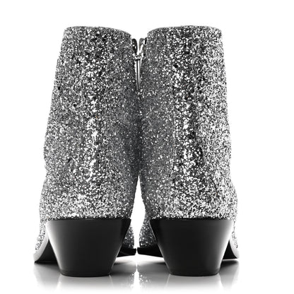 Saint Laurent Glitter Calfskin West 45 Boots 38.5 Silver 6 of 10