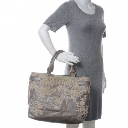 Valentino Garavani Leather Urban Lace Tote Taupe 2 of 6