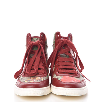 Gucci GG Supreme Monogram Tian Womens High Top Sneakers 34 Beige Multicolor Red 2 of 15