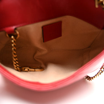 Gucci Calfskin Matelasse Super Mini GG Marmont Shoulder Bag Hibiscus Red 5 of 11