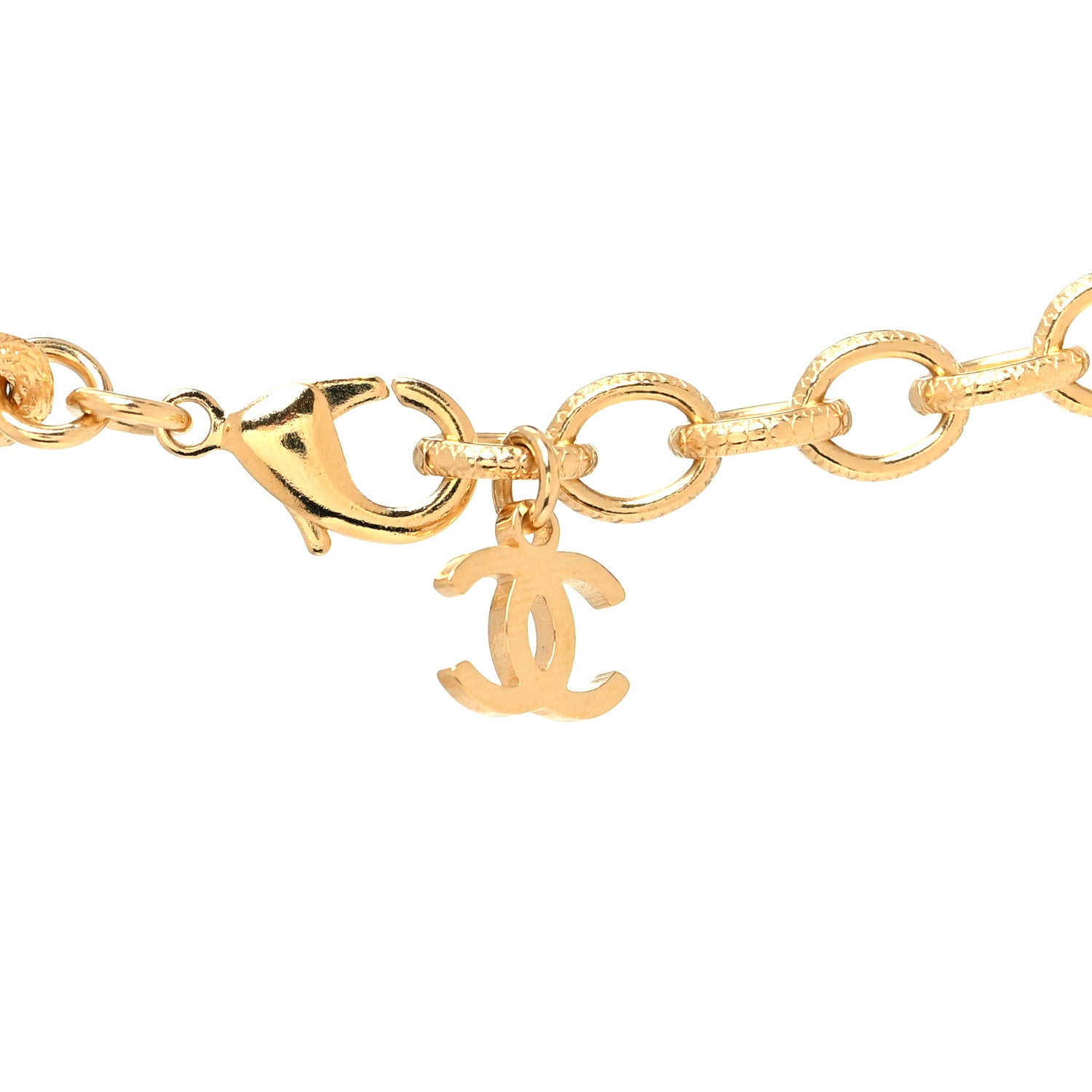 Chanel Crystal Chain Link CC Choker Necklace Gold 4 of 5