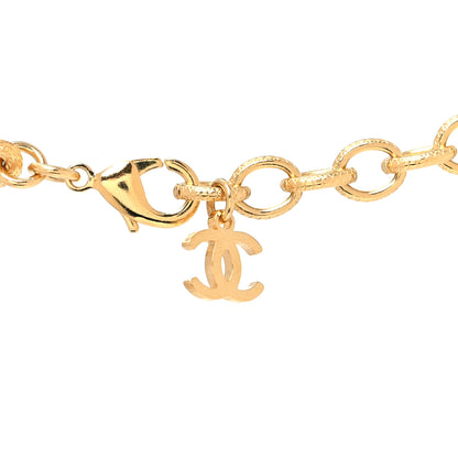 Chanel Crystal Chain Link CC Choker Necklace Gold 4 of 5