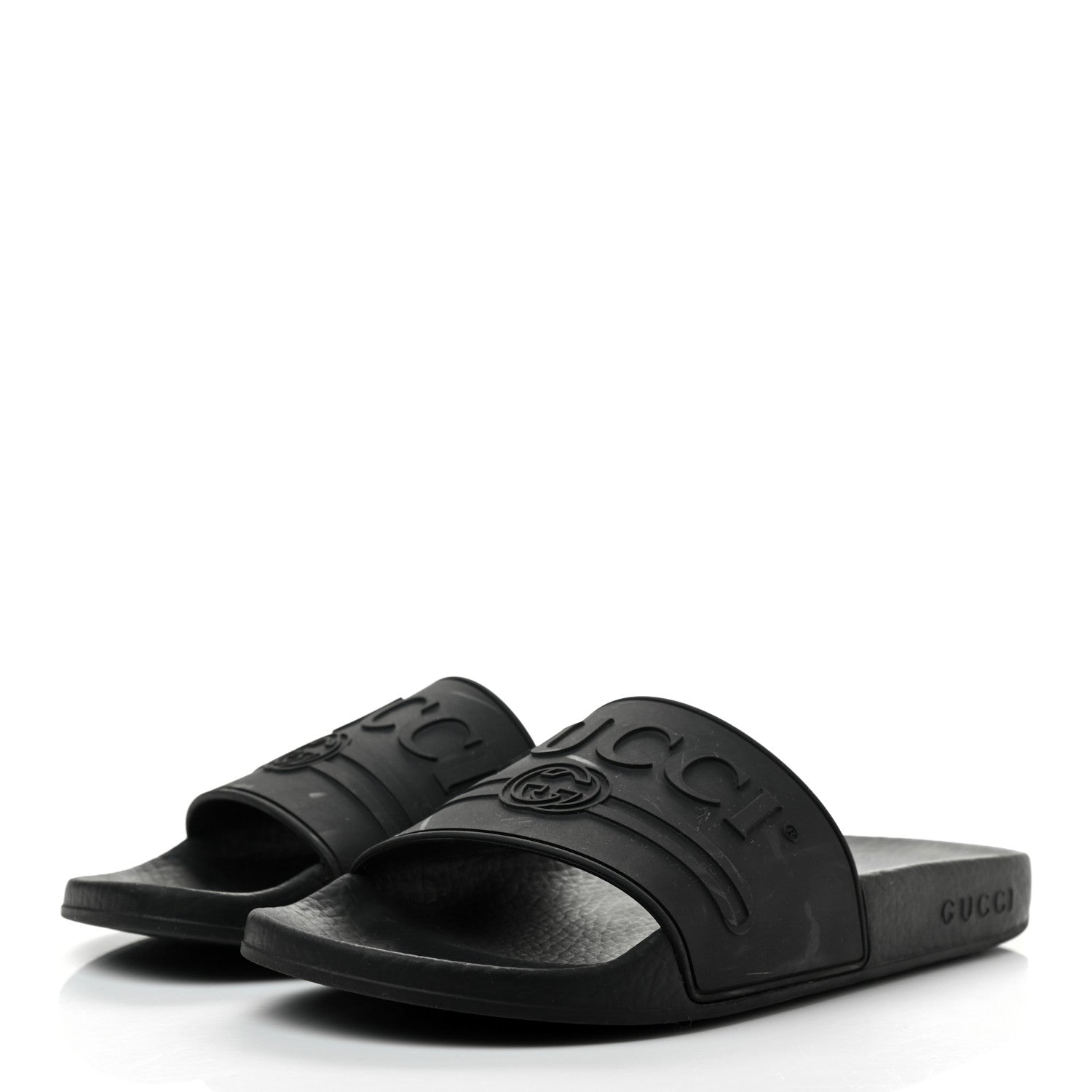 Gucci Rubber Womens Logo Slide Sandals 38 Black 3 of 7